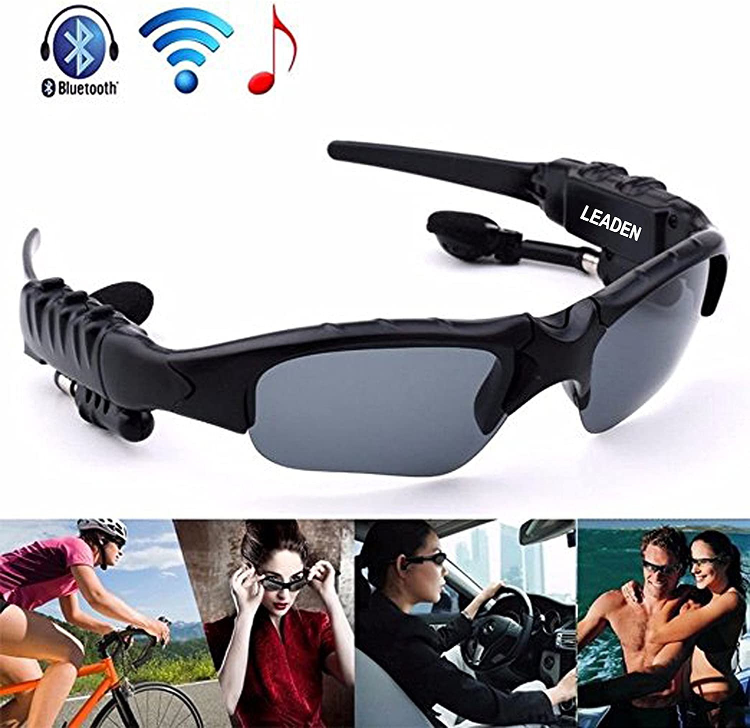 Leaden MP3 Bluetooth Sunglasses Polarized Lenses Headphone