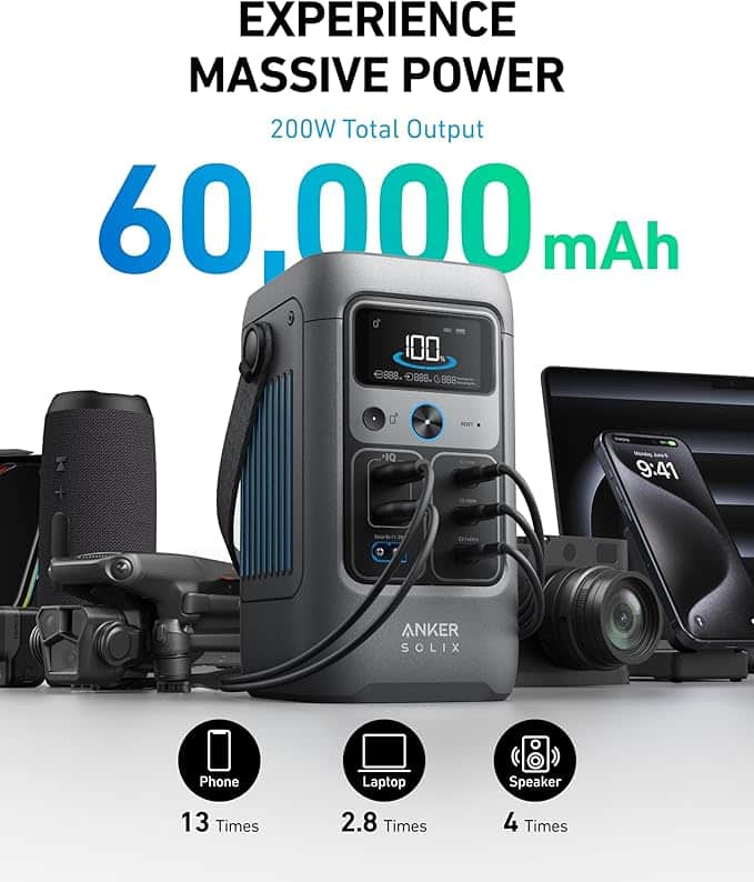 Anker SOLIX C200 DC Power Bank Station with 60W Solar Panel