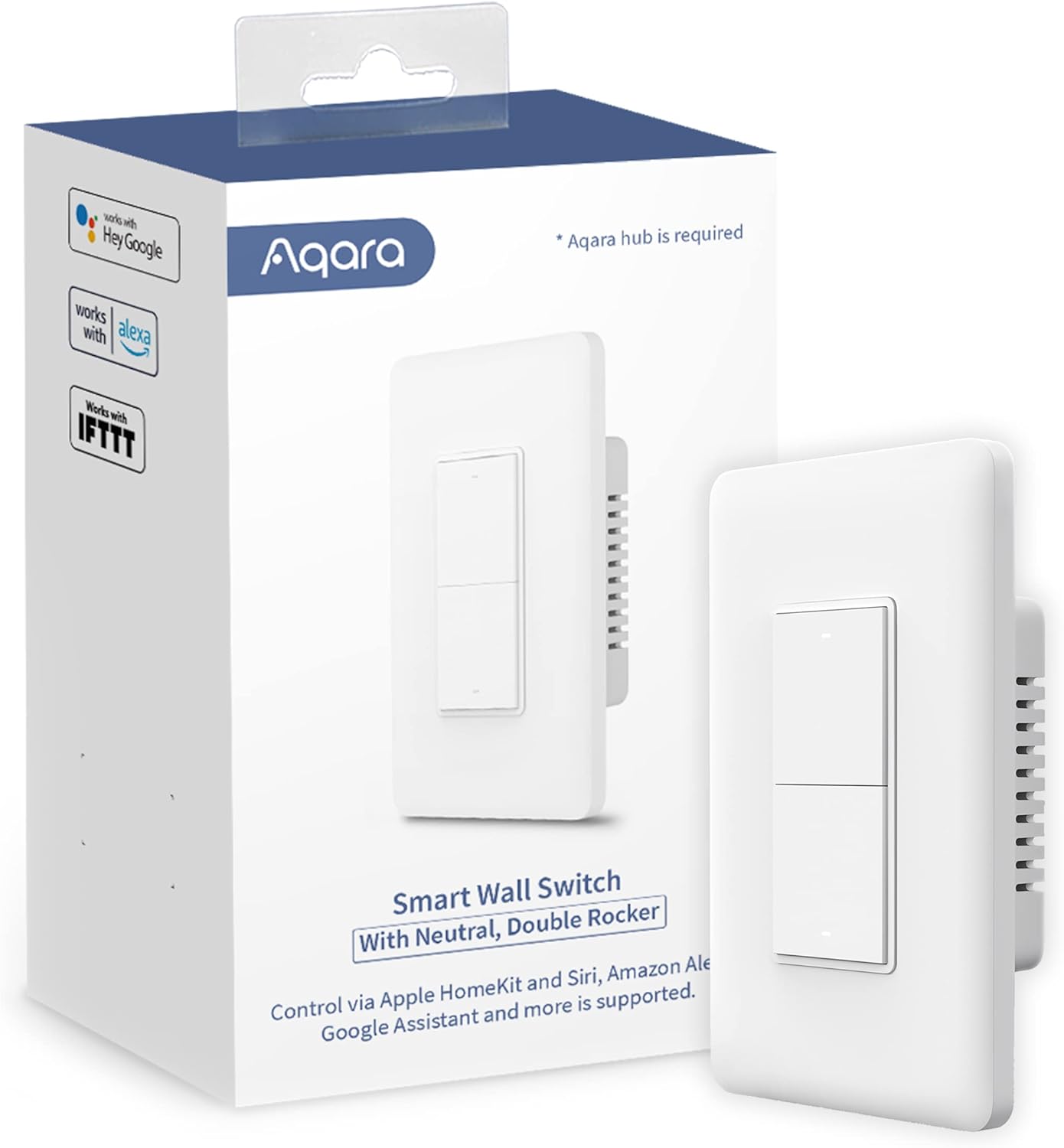 Aqara Smart  Light Switch ( with Neutral Doublr Rocker) Requires Aqara Hub Zigbee Switch Remote Control and set Timer