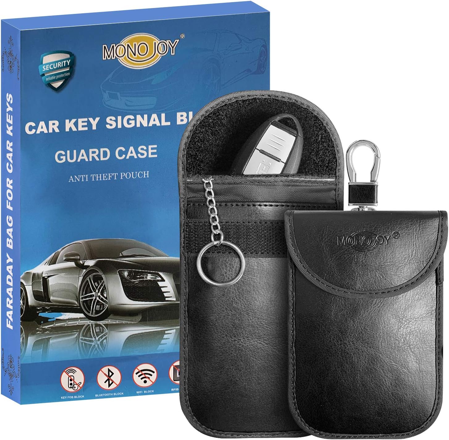 MONOJOY Faraday Key Fob Protector RFID Signal Blocking Pouch