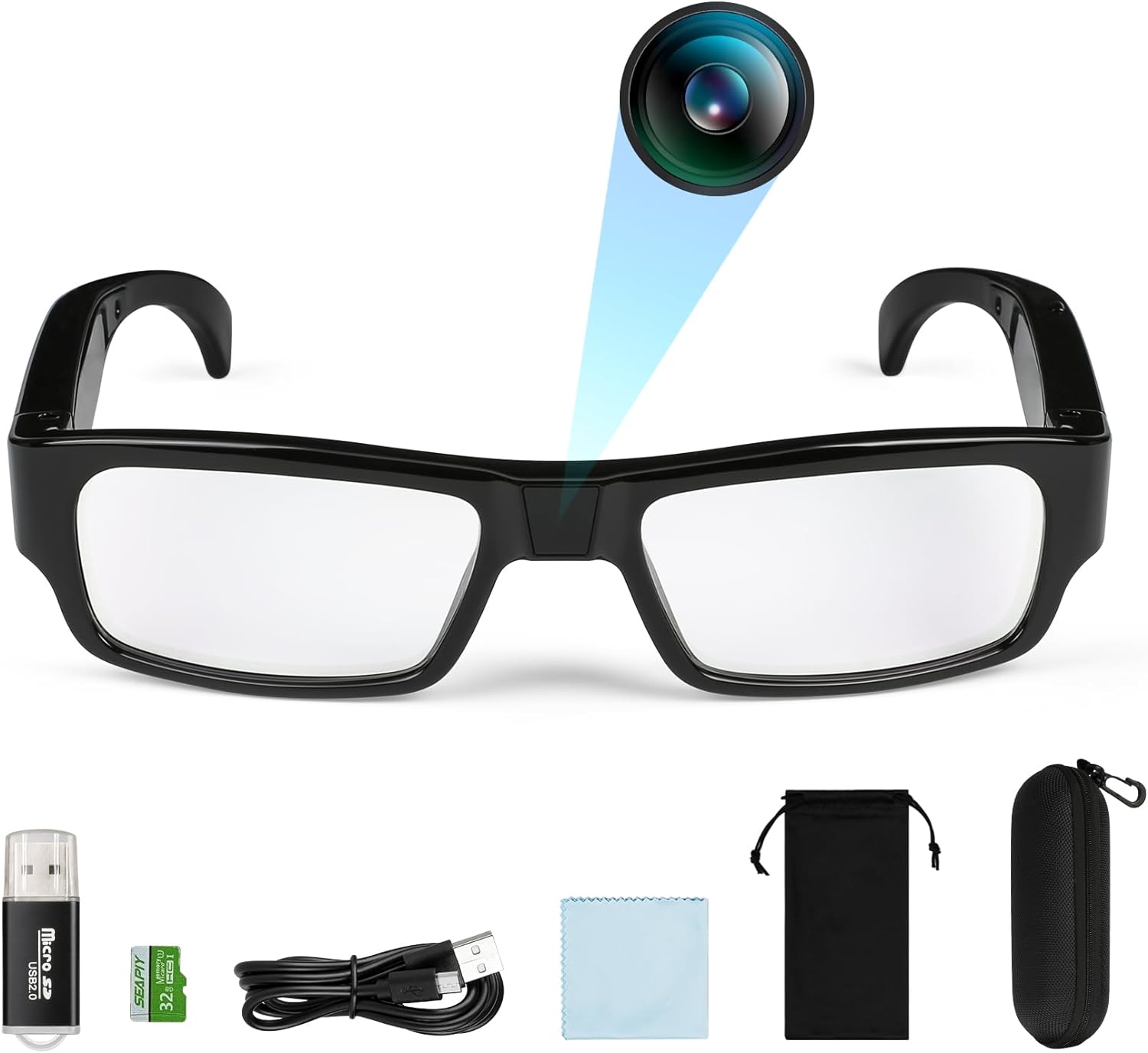 Rawtop Camera Glasses Spy Camara Rimless Glassess 1080PHD Video Recording
